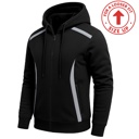 Black Large Men's Sherpa Fleece-Lined Reflective Tech Full Zip Hoodie (S to 3XL)